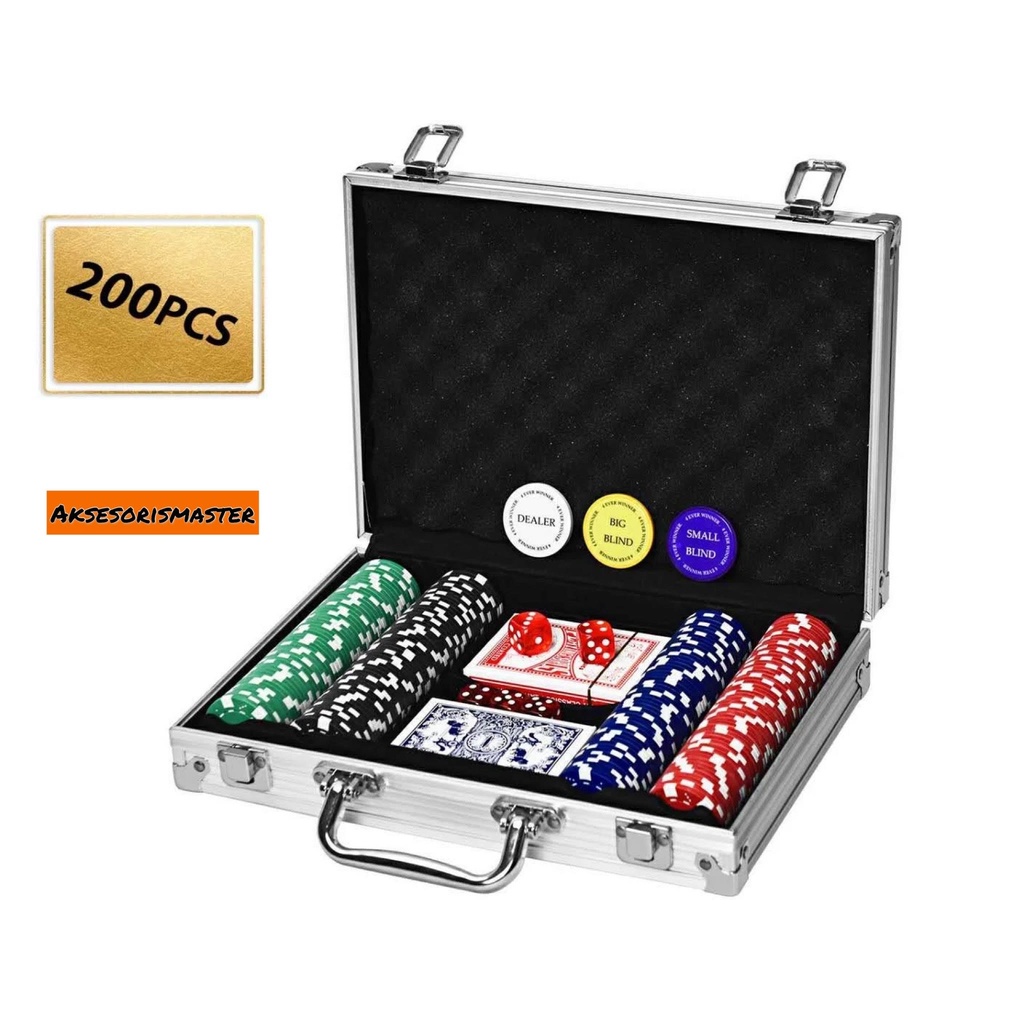 Poker Game Set Pro isi 200 pcs Clay Poker Chip / Casino Game Set Pro chip