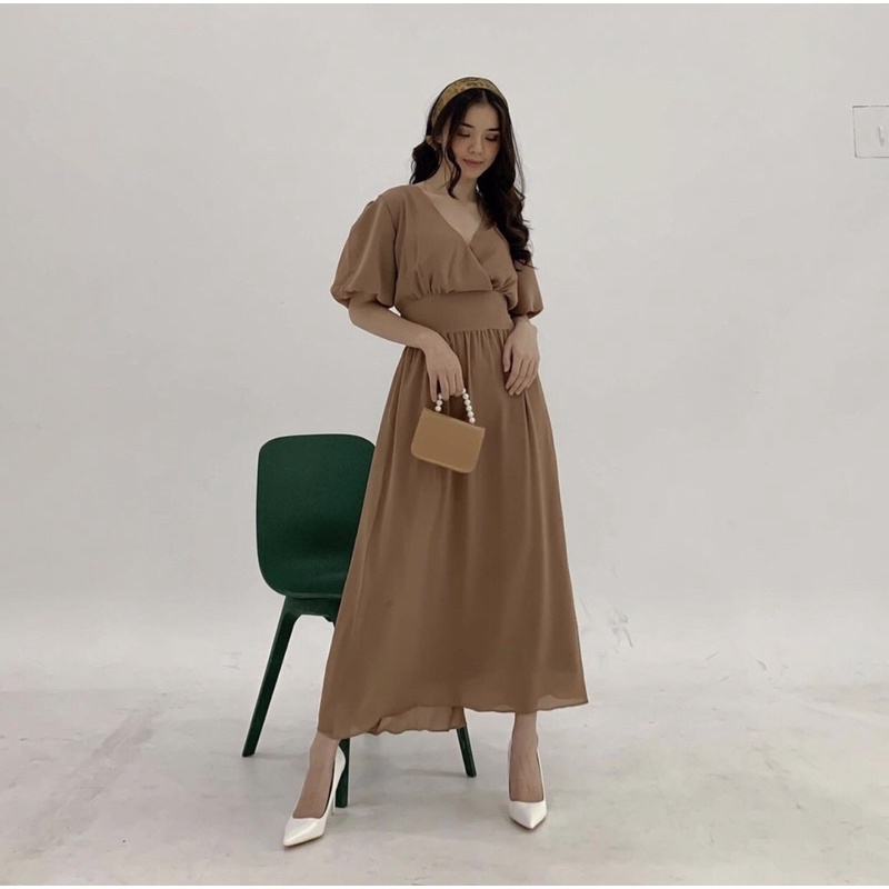 SOFIA LONGDRESS PUFFY SLEEVE - DRESS  KONDANGAN FORMAL KOREA - DRESS PESTA - MAXI DRESS - BRIDESMAID DRESS - GAMIS WANITA ELEGANT - HADIAH / KADO ULTAH CEWEK