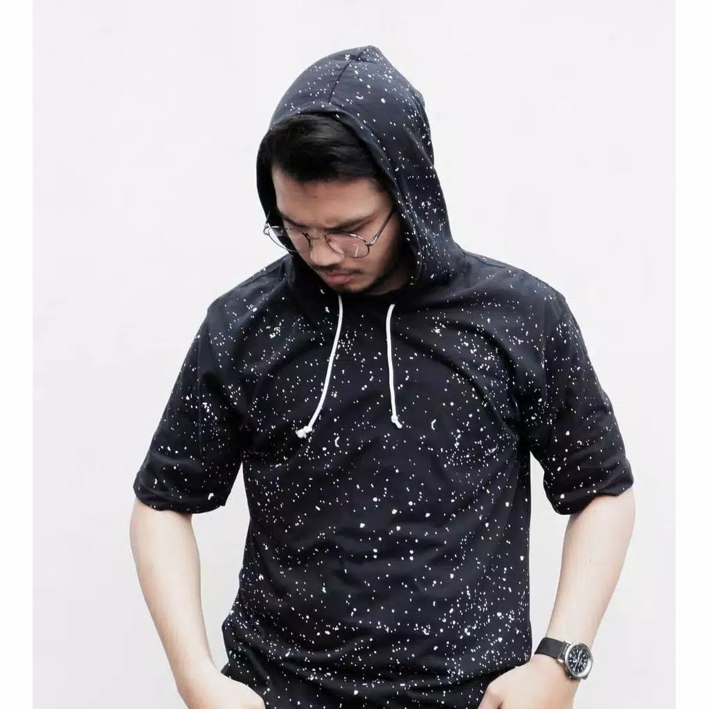 Kaos hodie pria kaos yang ada kupluk / kaos hodie lengan pendek