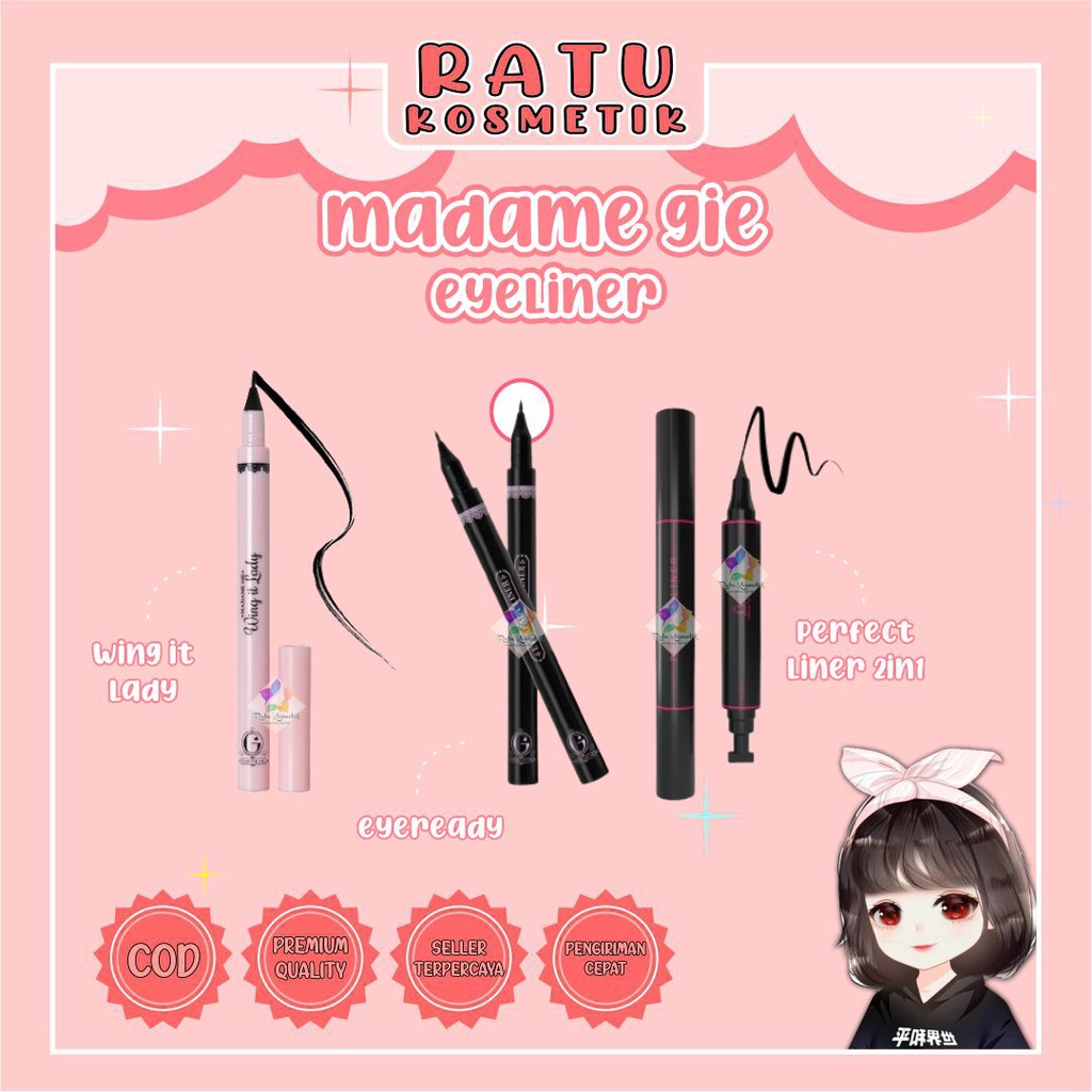 ❤ RATU ❤ Madame Gie Eyeready Liner | Wing It Lady | Eyeliner Black Waterproof | Perfect Liner Black Two In One