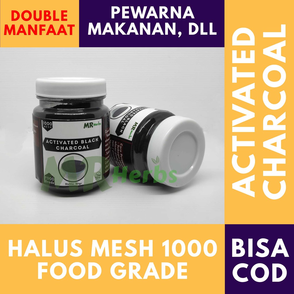 

Pewarna Makanan / Activated Charcoal Powder / Charcoal / Bubuk Charcoal Makanan / Charcoal Powder Food Grade / Arang Aktif Batok Kelapa Food Grade Mesh 1000 Isi 50gr By Mr Herbs