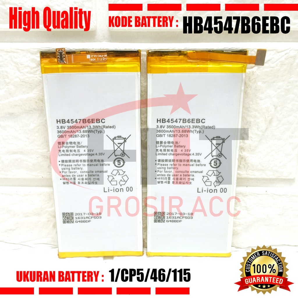 Baterai Battery For Huawei Honor 6 Plus HB4547B6EBC PE-TL20 PE-TL10 PE-CL00 PE-UL00