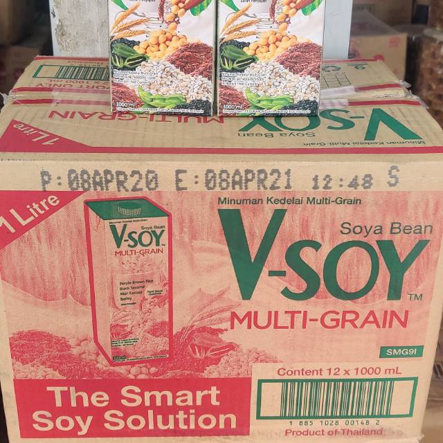 V-soy susu kedelai UHT 1L kartonan DUS isi 12pcs x 1000ml GOSEND