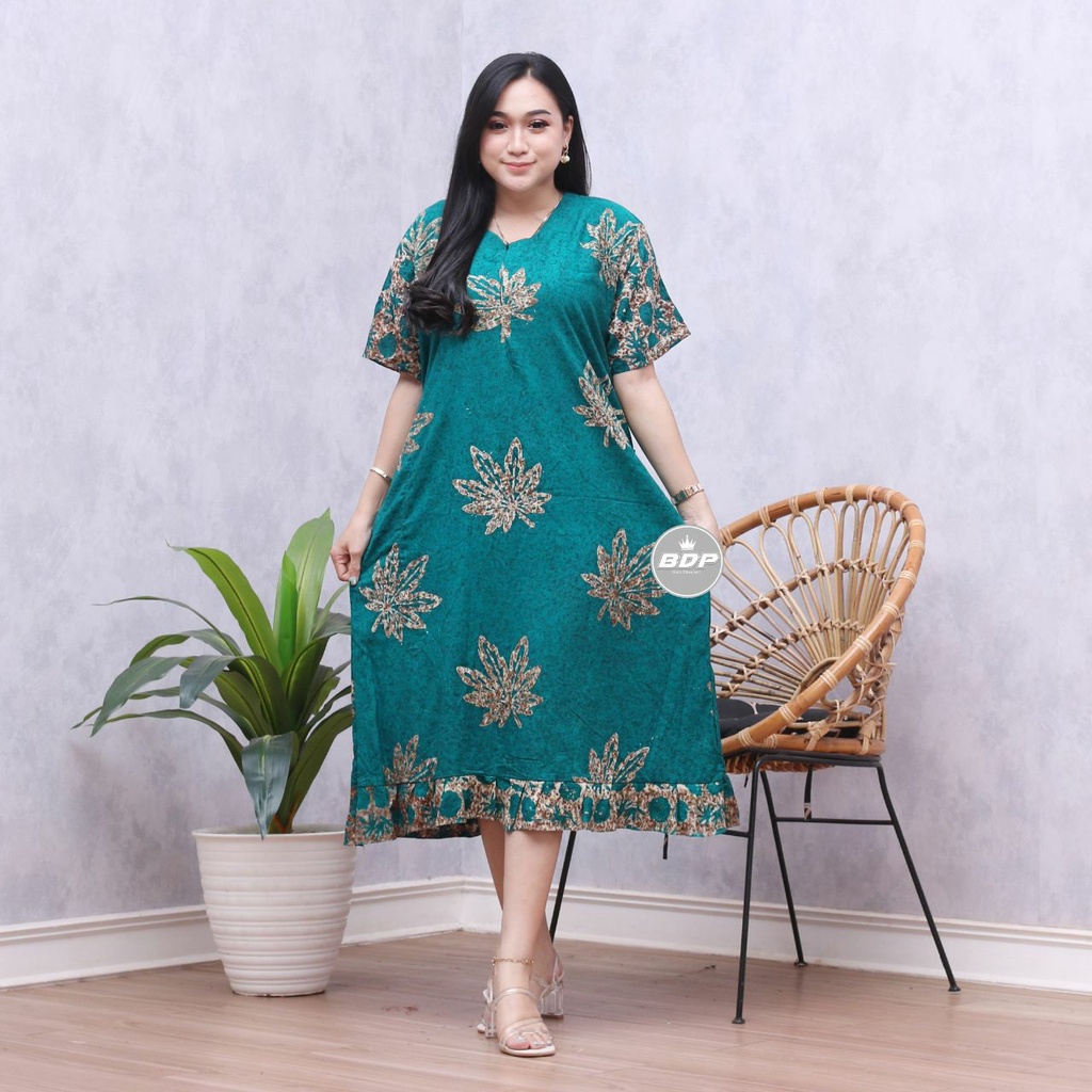Dianputri - Daster Maura Batik Cap Rayon Grade A Motif Terbaru Busui Resleting Depan - Baju Tidur Daster Kekinian-klaras hijau