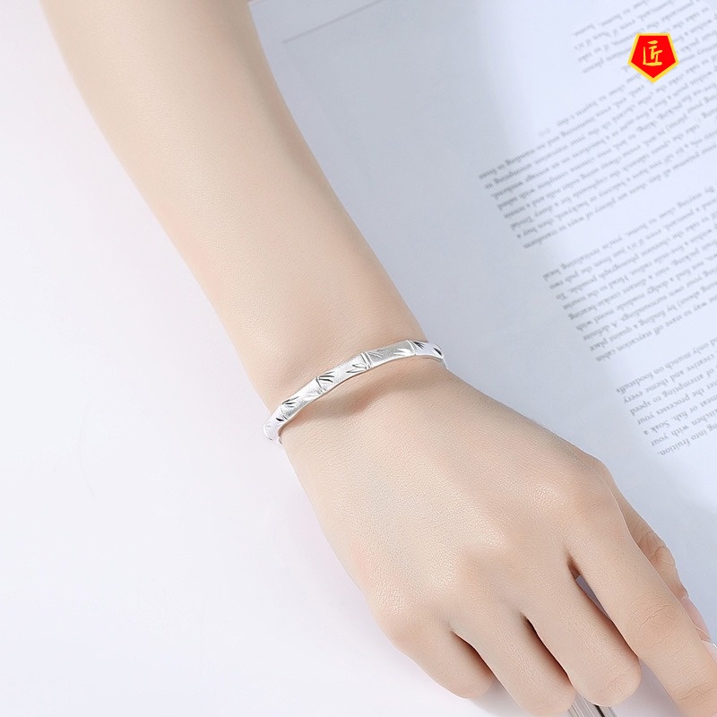 [Ready Stock]Frosted S999 Bamboo Joint Opening Silver Bracelet