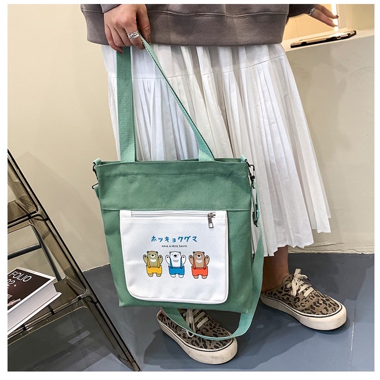 NAOMI - Tote Bag Import Kimberly -Tas Canvas - tas tote bag - Shoulder Bag - tas Wanita - Tas Murah Unik lucu