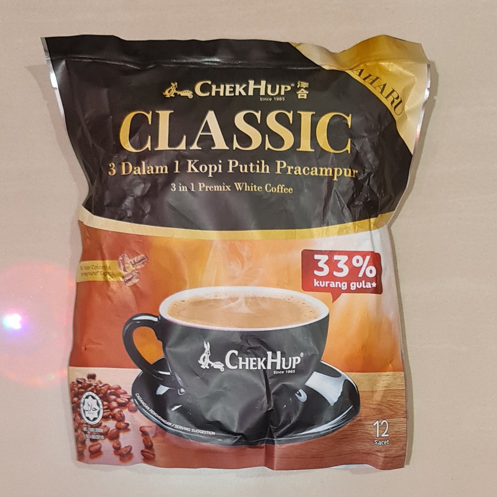 Kopi Chek Hup Classic 3in1 Kopi Pracampur Less Sugar 12 x 37 Gram