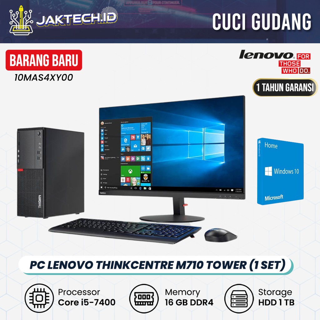 PC Lenovo M710 Tower (1 Set) Core i5 16GB HDD 1TB WIN10 [CUCI GUDANG]