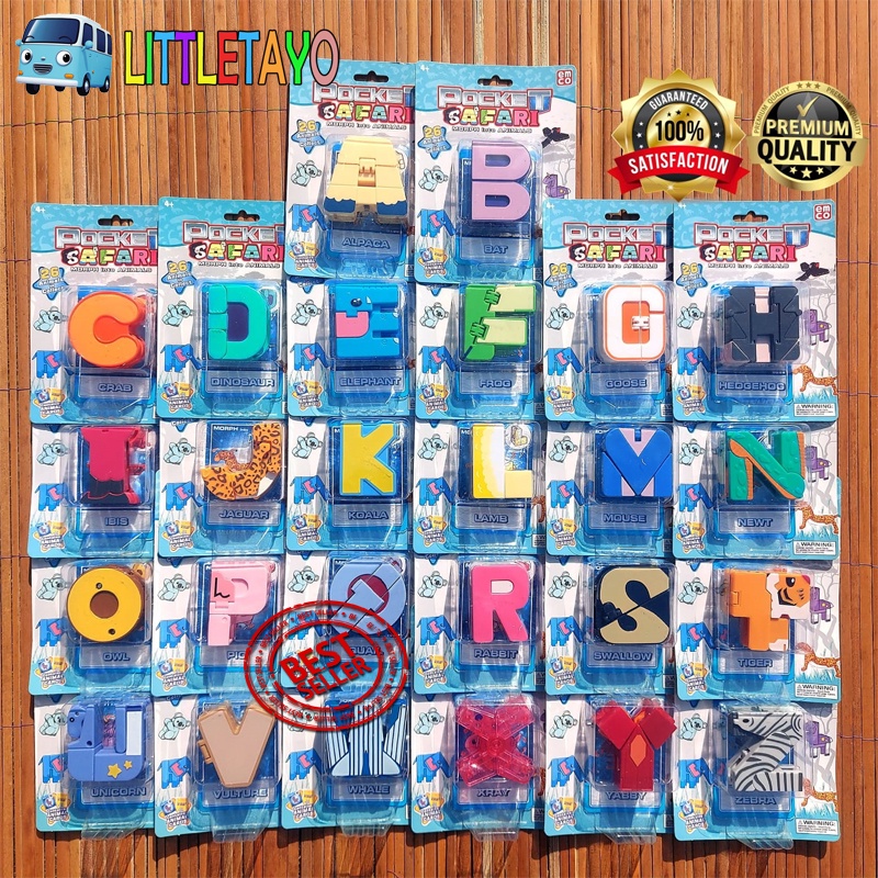 TRANSFORMERS POCKET SAFARI ANIMALS ROBOT ABJAD A-Z SET 26 PCS  ORIGINAL EMCO MAINAN EDUKASI ANAK  Al