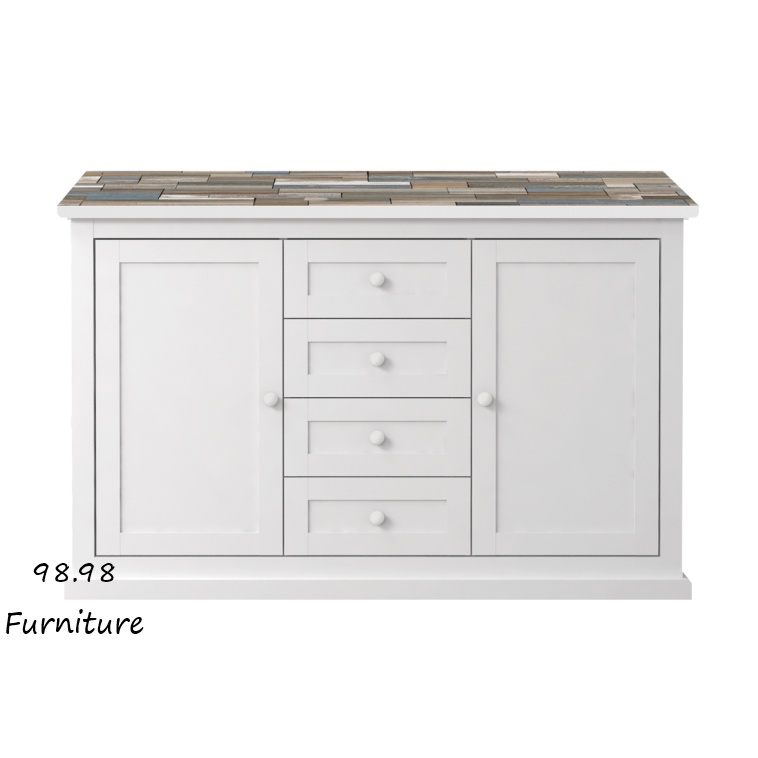 EXPO Lemari Penyimpanan Serbaguna Putih - Bufet Serbaguna 120cm - Meja Samping Ruang Tamu - Meja TV 