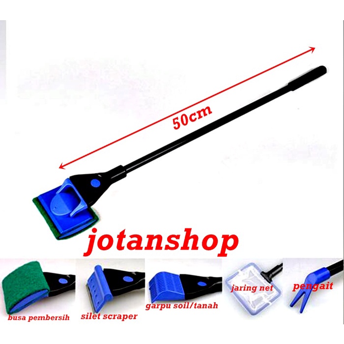 AQUA TOOLS 5 in 1 tongkat pembersih kaca aquarium algae scraper scratcher 5in1 aquatools