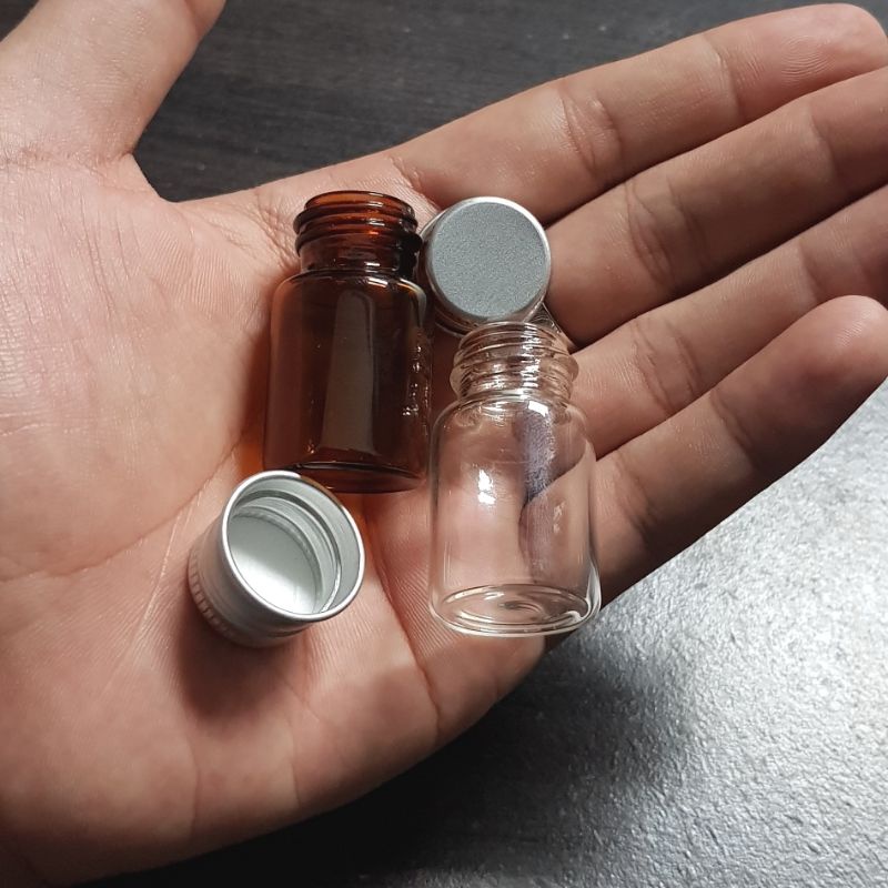 botol kaca 5ml tutup ulir / botol kaca tutup ulir almunium