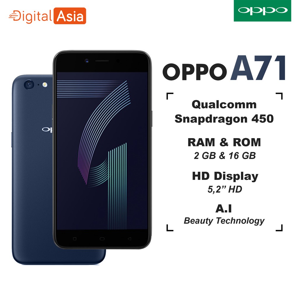 OPPO A71 2/16GB CICIL TANPA KARTU KREDIT HP Android ORI READY STOCK Smartphone 4G GARANSI RESMI BLUE