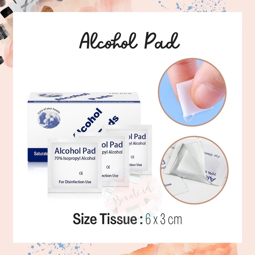 Alkohol / Alcohol Pad Mini Sekali Pakai Tisu Disinfektan 70% Portable Kapas Pembersih Kuku Aksesori Ponsel Kacamata Pintu Serbaguna Bersih For Disinfectan Use