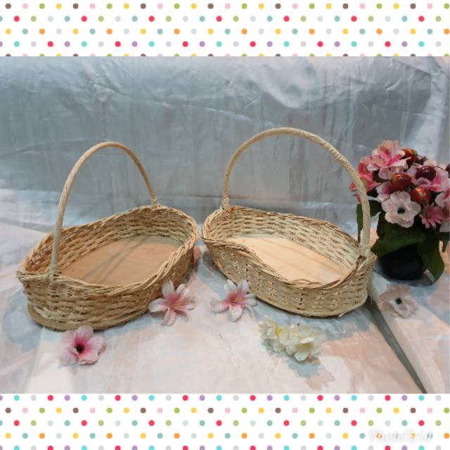  K40S Keranjang  rotan bambu 29x23x7 cm tangkai hantaran 