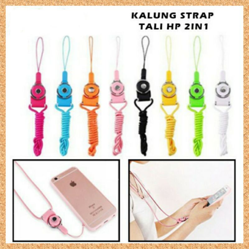 Kalung Tali 2in1 Gantungan HP Gantungan Nametag Flashdisk Name Tag Id Card Strap Kartu Tali HP