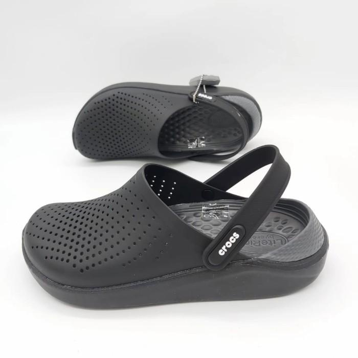 SEPATU SANDAL PRIA / SANDAL CROCS / CROCS LITERIDE CLOG - HITAM ABU
