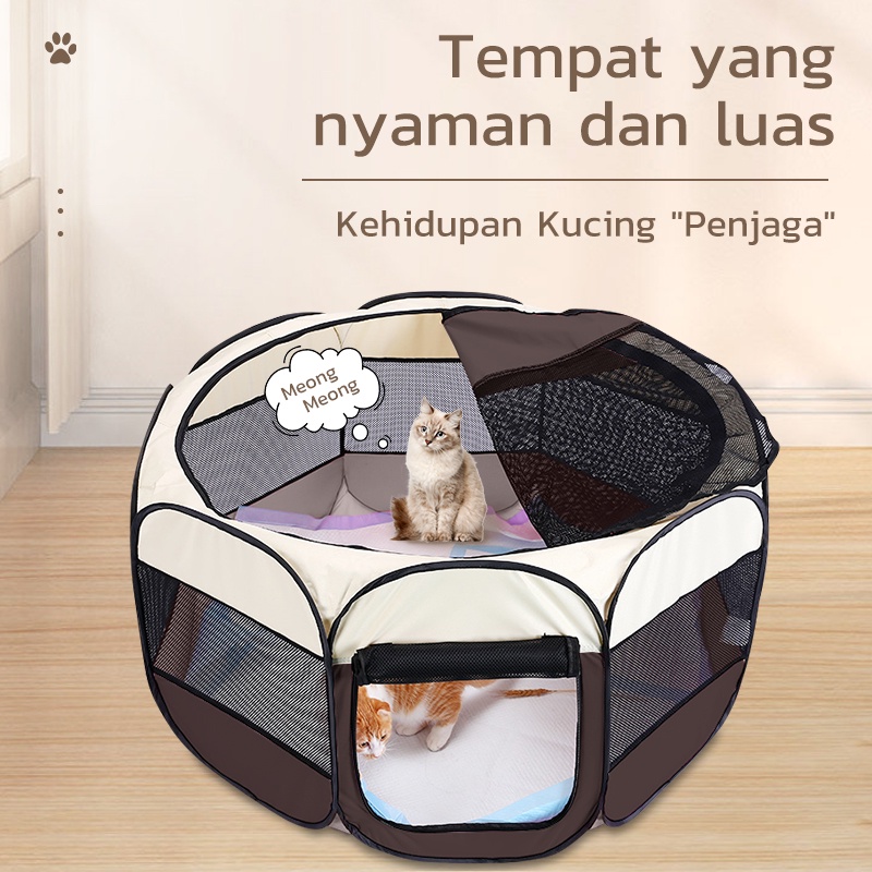 AmazeFan 900D Pagar Tenda Lipat Portabel Dengan Utk Kucing Dan Anjing Kandang Lipat Hewan Bahan Kain Tempattidurkucing Tempatiduranjing Pet Cage Folding Pet Tent