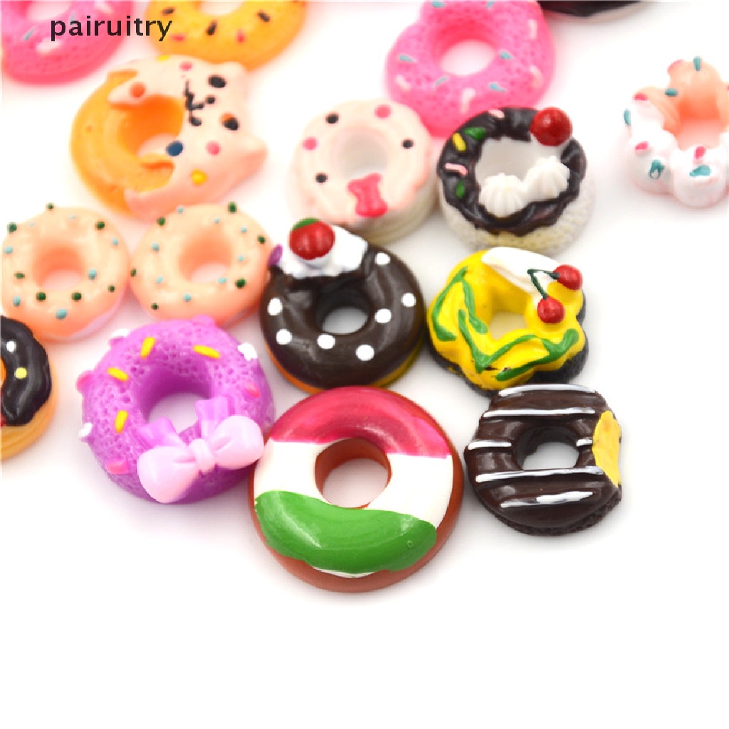 Prt 10 Pcs Miniatur Donat Bahan Resin Untuk Dekorasi Casing Handphone