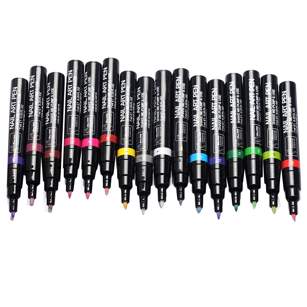 Nail Art Pen 16 Colors Set Nail Pens Art Nail Polish Pen Set Shopee Indonesia