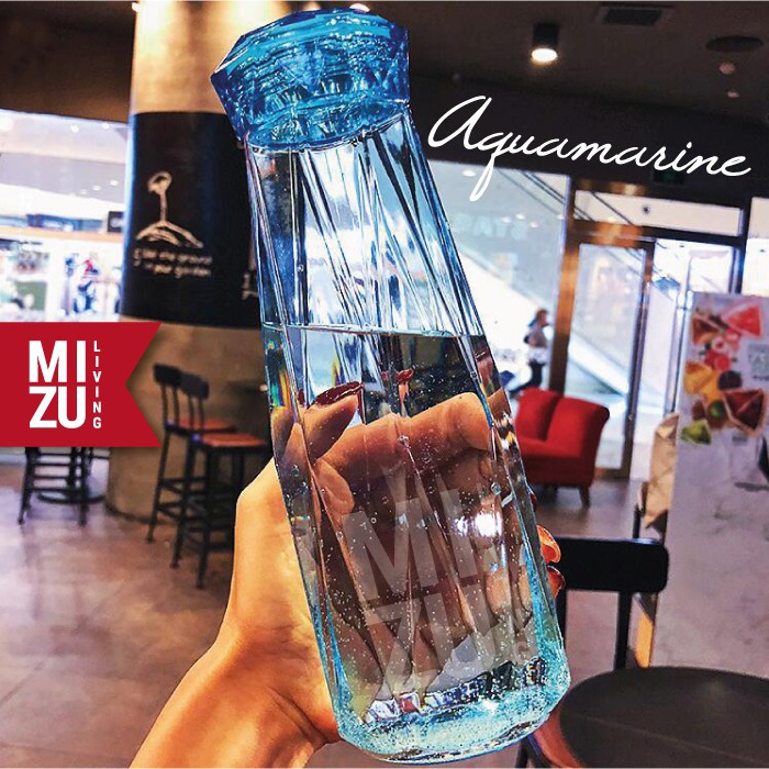 Botol Minum Warna Warni Ukuran 350 Ml / Botol Air Bahan Kaca Kristal Berlian / Botol Minum Transparan