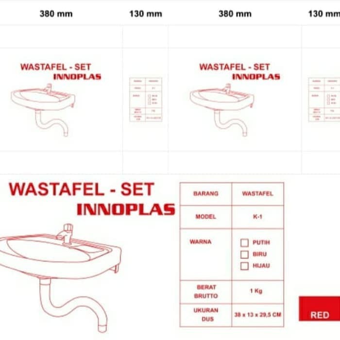 Wastafel Pvc Plastik innoplas Komplit Selang Dan Kran