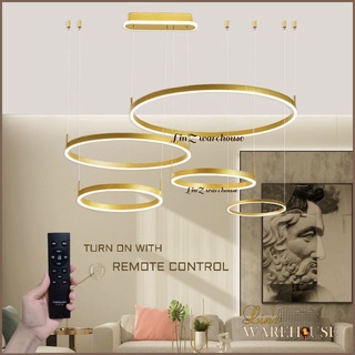 Jual Lampu Gantung Modern Led Gold Rings With Remote Kontrolpendant