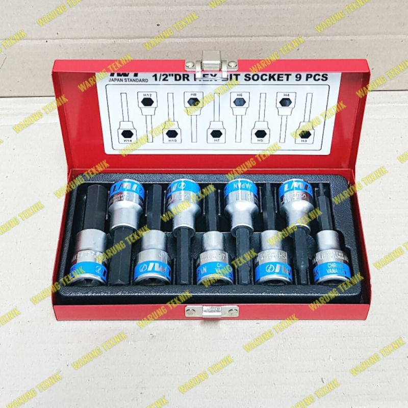 IWT 9 PCS HEX BIT SOCKET SET 1/2&quot; DR 80 MM LONG