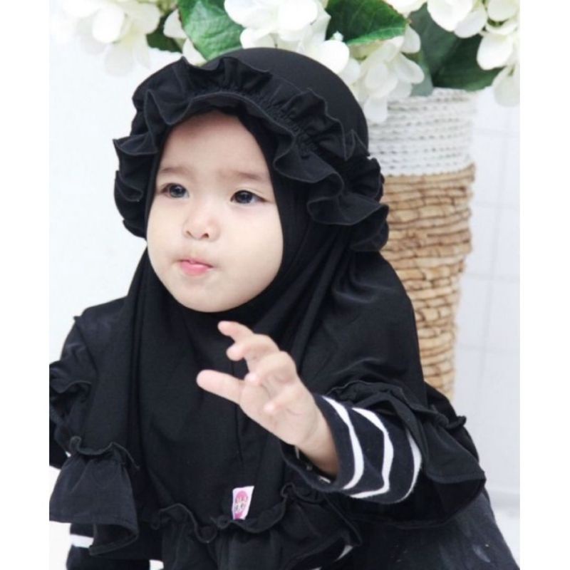 Jilbab hijab kerudung instan renda kriwil anak bayi