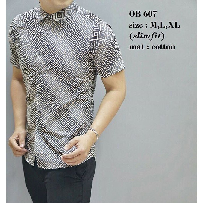 KEMEJA BATIK BAJU BATIK PRIA SLIM FIT MALL OB607