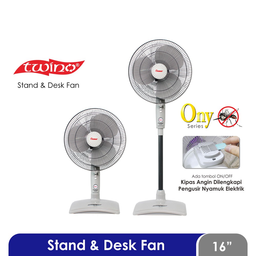 Cosmos Kipas Angin 2 in1 (Stand &amp; Desk) 16-SN ONY (Pengusir Nyamuk)