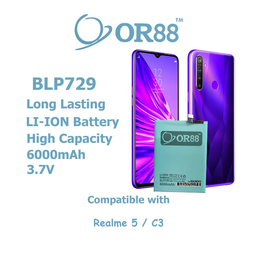 Batre battery batere baterai Double power/IC OPPO Realme C3 Realme 5i Realme 5 Realme 5S BLP729 OR88