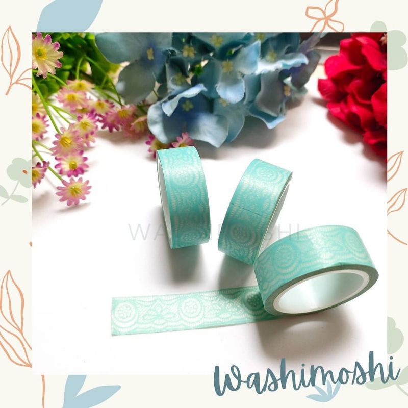 

Washimoshi Masking Washi Tape Mint Lace Design (5 meter)