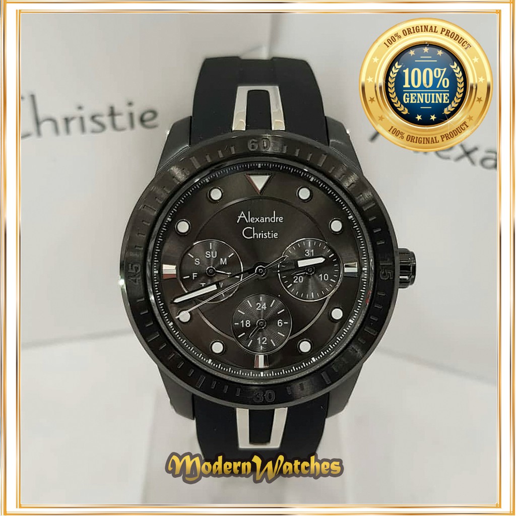 Jam Ori Alexandre Christie AC 2772 Hitam Rose Gold Black Jam Tangan Wanita Model Terbaru Tali Karet