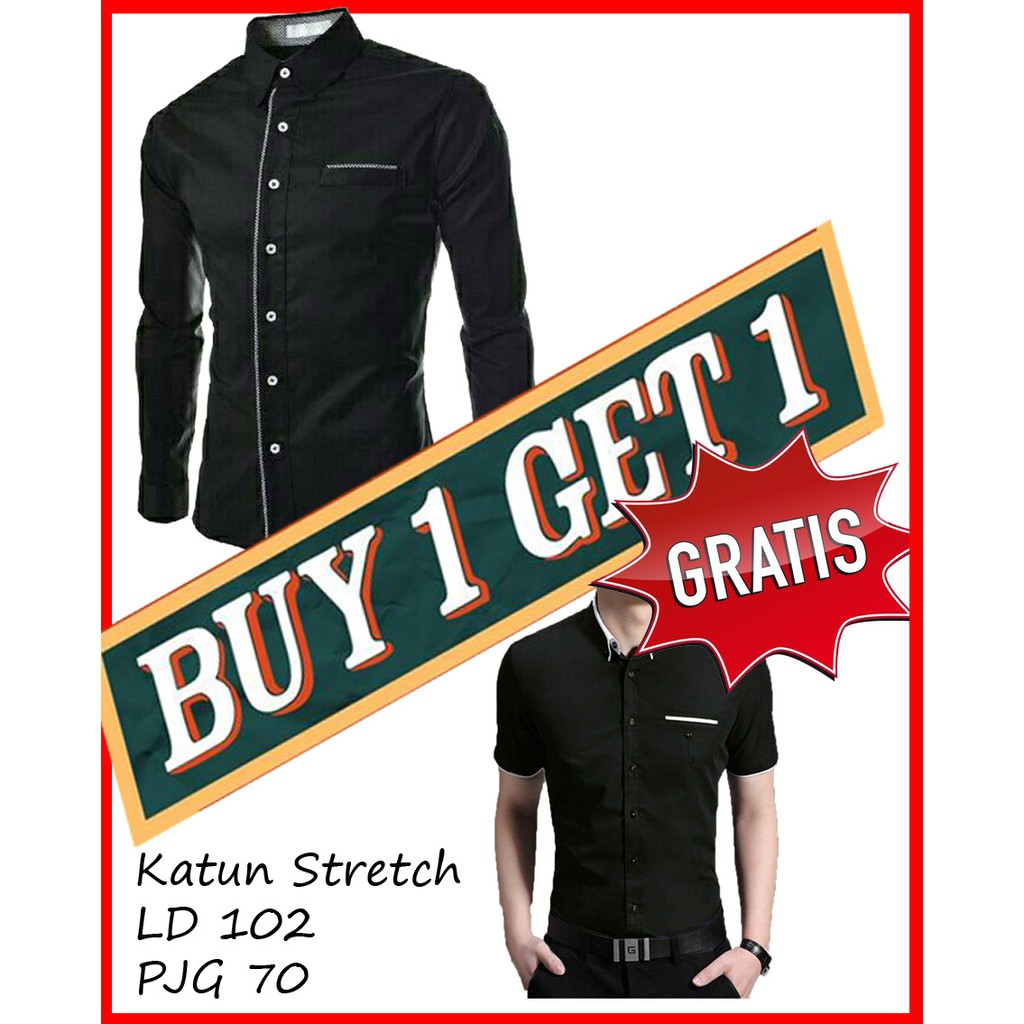 BUY 1 GET 1 PRATAMA MAN - KEMEJA PRIA OKE POLOS LENGAN