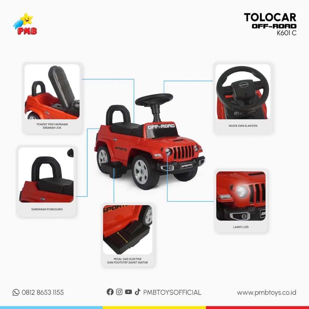 Tolo Car Tolocar PMB K601 C Mobil Mainan Anak Dorongan Aki K601 B K601 Offroad