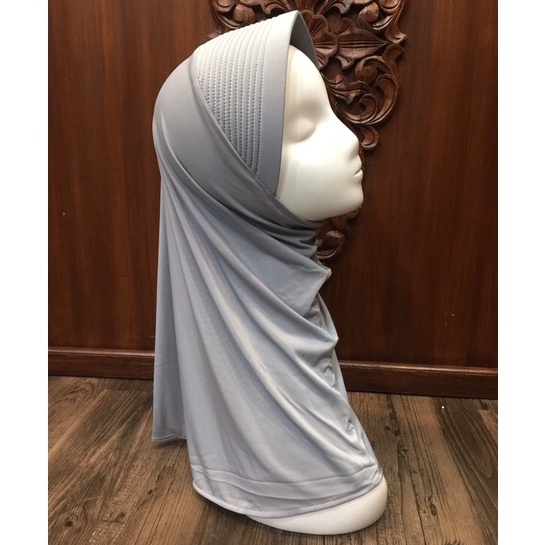 Hijab Sport Linear. Bergo Pendek, Bergo Sekolah-abu 1