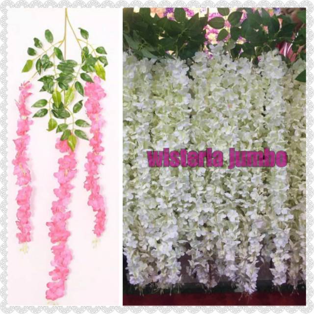 WISTERIA JUMBO B8160 BUNGA PLASTIK DEKORASI BUNGA GANTUNG WEDDING BUNGA ARTIFICIAL