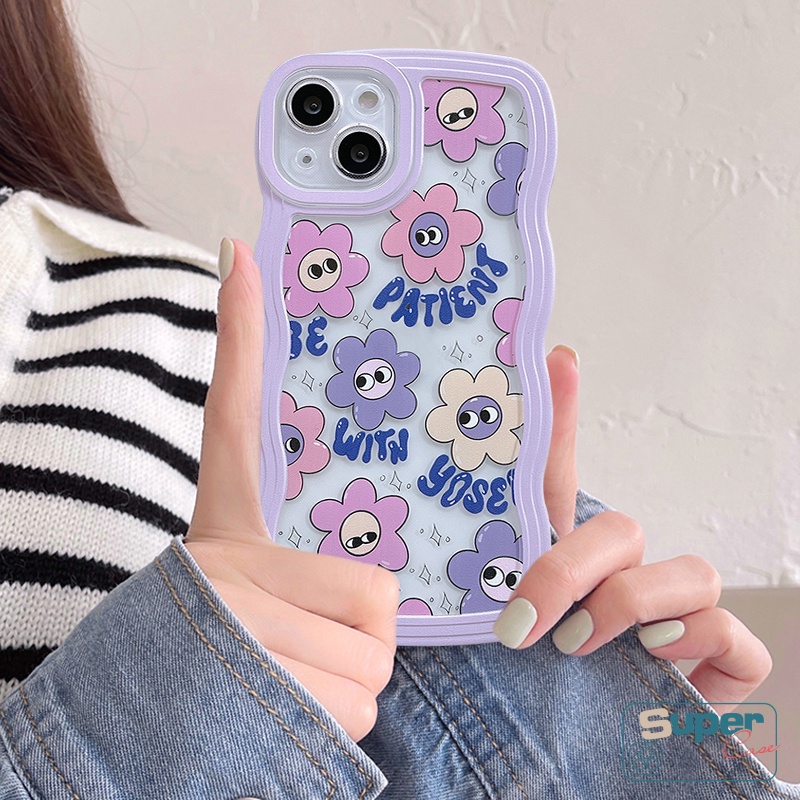 Untuk Redmi 12C 10C A1 A1+9T 10A 9 10 9A 9C NFC Redmi Note10 11 10s 9 8 Note 11s 10 9 Pro 9s 11pro+Mi 11T Pro POCO X3 NFC M3 Pro Cute Ins Korea Smiley Penutup Tepi Bergelombang Lembut Kembang