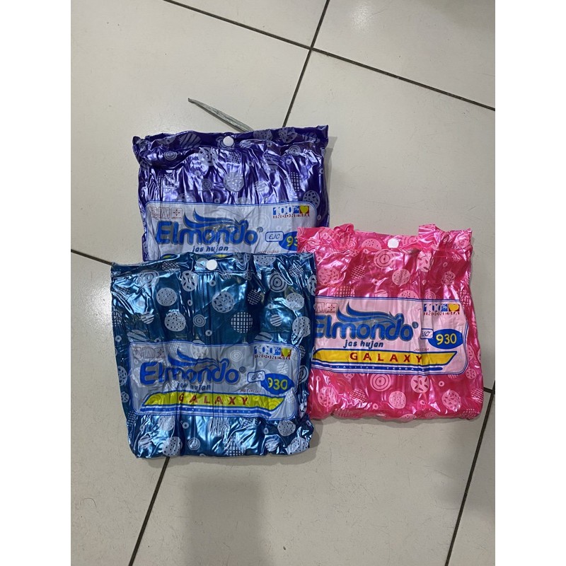 Jas hujan baju dan celana metalik polkadot elmondo