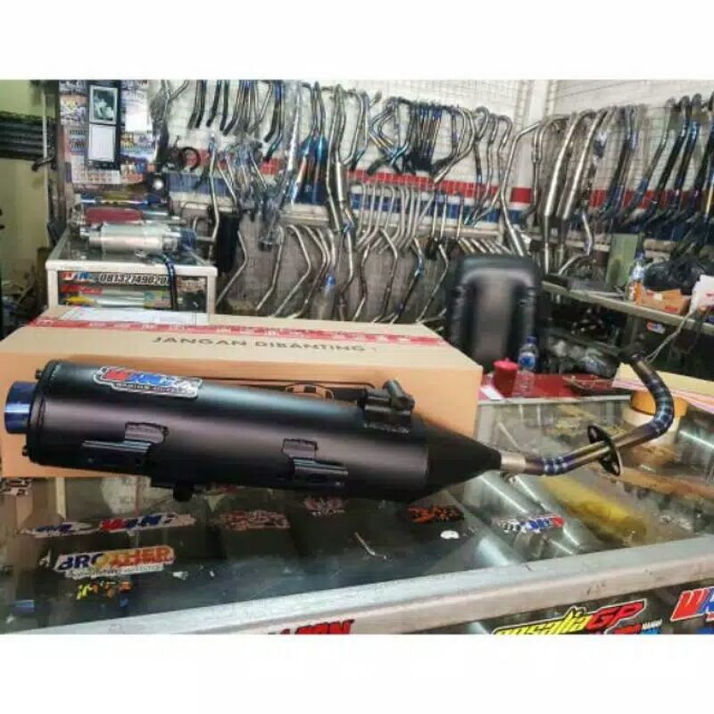 Knalpot WRC standar racing nouvoZ KONDOMAN Leher 24 mm type rainbow twotone bluemoon