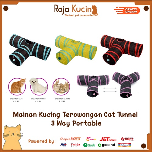 Mainan kucing terowongan cat tunnel 3 way portable