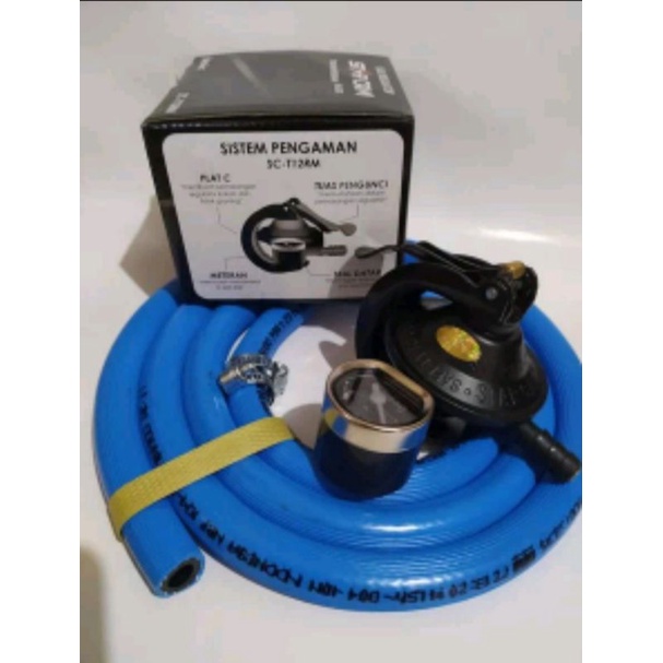 JUAL PAKET REGULATOR STARCAM METER HITAM DAN SELANG GAS 3 LAPIS/SNI/PANJANG SELANG 2 METER