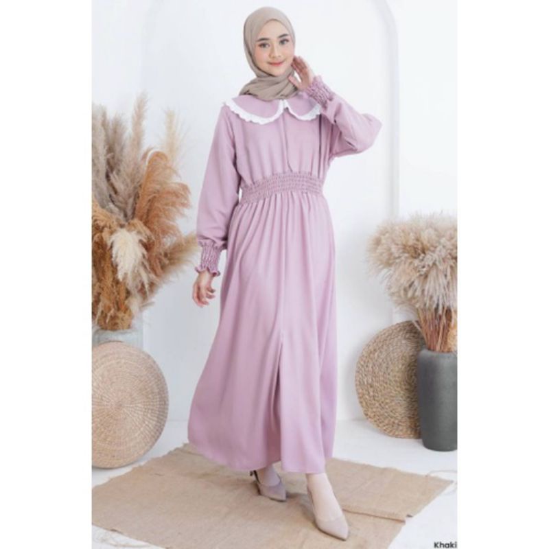 Gamis monscrep Sharie Maxi | Gamis Muslim | Busui Friendly | Fashion Muslim Gamis Kancing Aktif