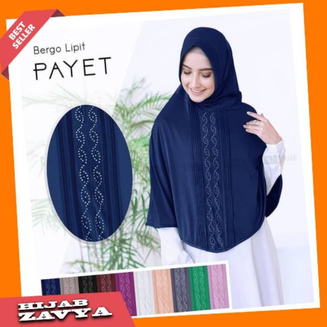 Hijab Instan Jilbab Khimar Syari Bergo Lipit Payet Kerudung Jersey Zoya