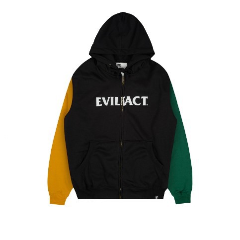 JAKET HOODIE ZIPPER KATUN CASUAL PRIA HITAM ORIGINAL EVIL ARMY | MIDNIGHT BLACK