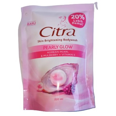 SS CITRA Body Wash Pearl Glow Korean Pearl & Mulberry + Vitamin E 220mL sabun cair refill pouch