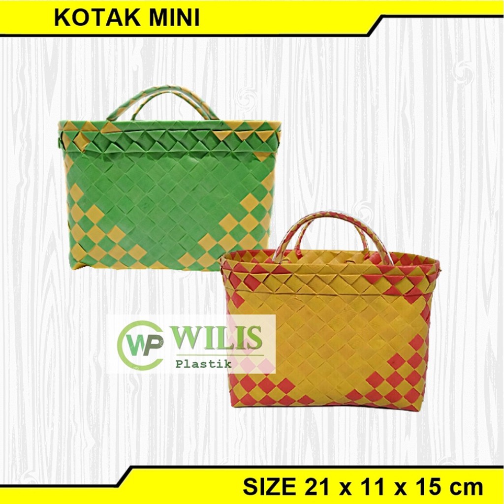 Tas Anyaman Plastik Kotak Mini Hampers / Tas Souvenir Parcel / Tas Berkat Bingkisan Hajatan Kotak Snack