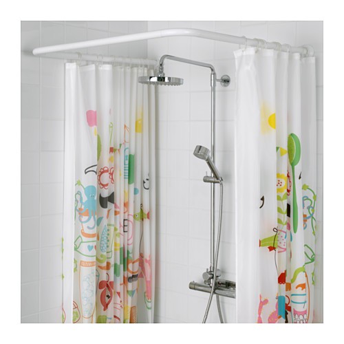 VIKARN Batang tirai shower, putih 90 160 cm