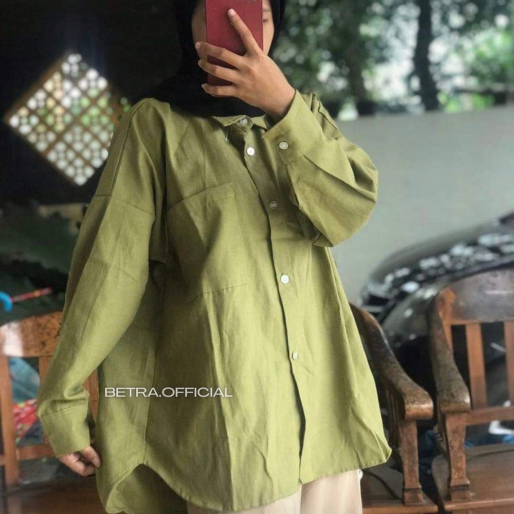 Kemeja Wanita Linen Oversize Olivia Linen Shirt Oversize